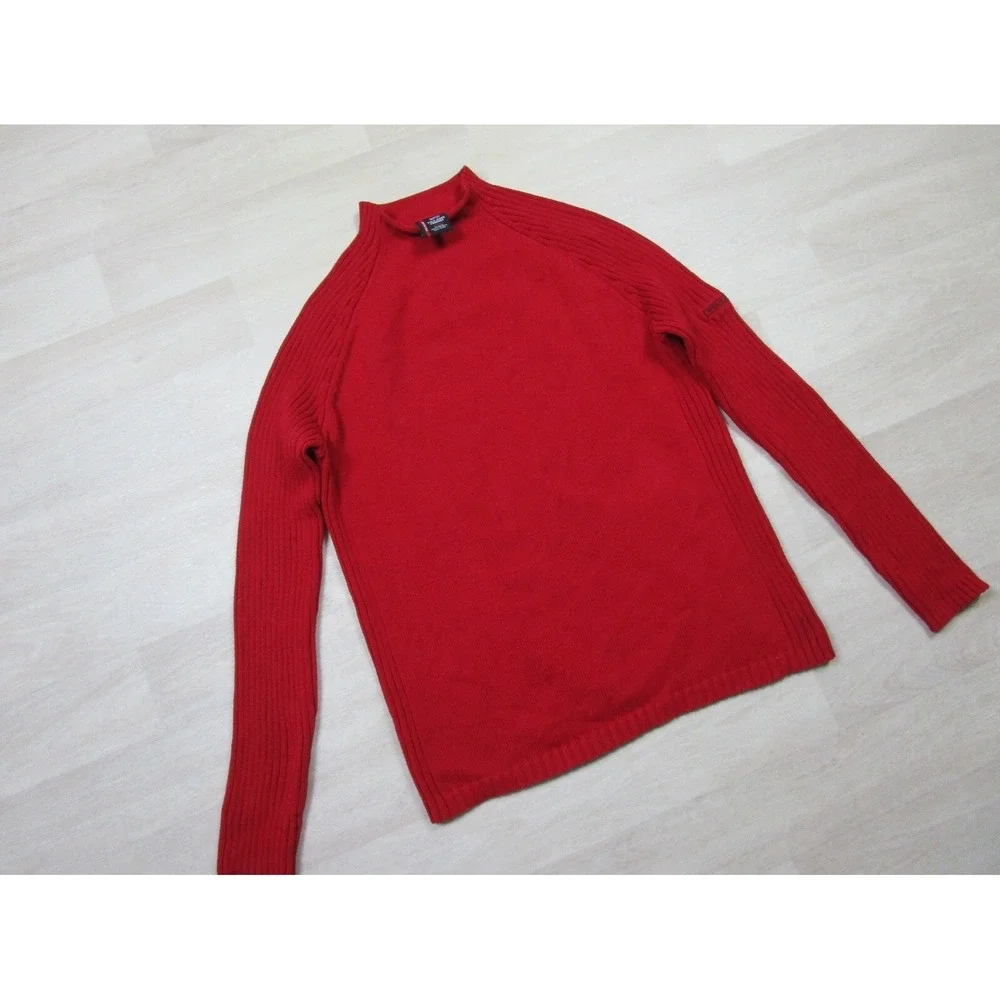 Vintage Polo Jeans Company by Ralph Lauren Men's Red Mock Neck Sweater Tight Arm